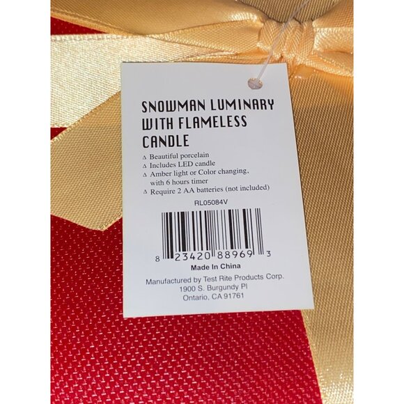 Home Reflections 7” Porcelain Snowman Flameless Candle Luminary Battery Operated - Picture 8 of 8